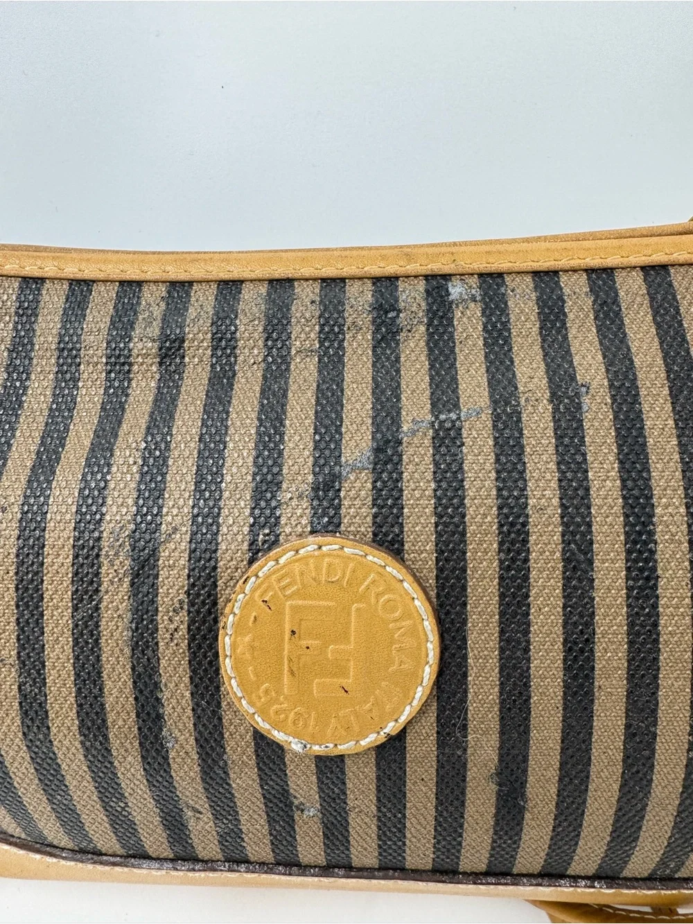 Fendi vintage leather stripped crossbody bag